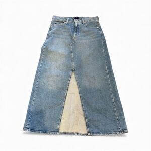 GAP Blue Jean Denim Skirt Women Hippie Modest Boho Y2K Maxi Front Slit 32” Waist